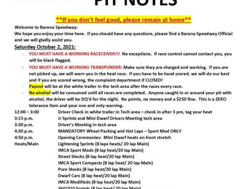 10/2 Pit Notes